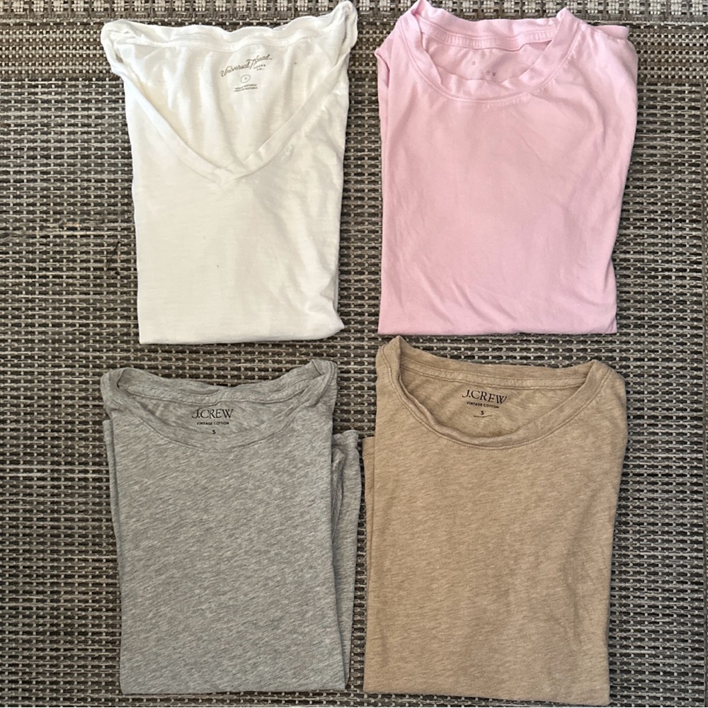 Set of four Cotton T-shirts White, Pink, Gray, Tan